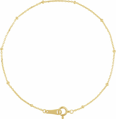 10K Yellow Gold 1.7 mm Satellite Bead Cable 7" Chain