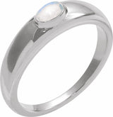 Sterling Silver Natural Rainbow Moonstone Cabochon Dome Ring