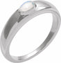 Sterling Silver Natural Rainbow Moonstone Cabochon Dome Ring