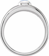Sterling Silver Natural Rainbow Moonstone Cabochon Dome Ring