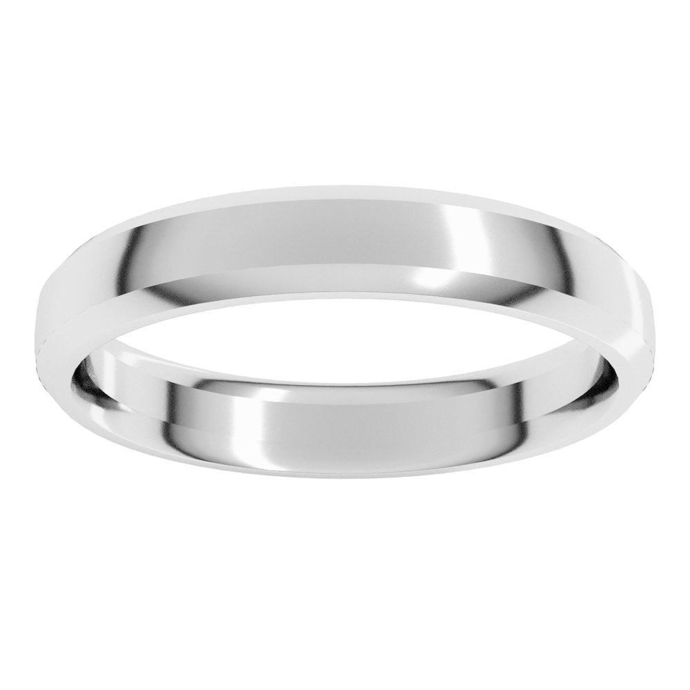 14K White Gold 4 mm Beveled-Edge Comfort-Fit Half Round Band Size 6.5