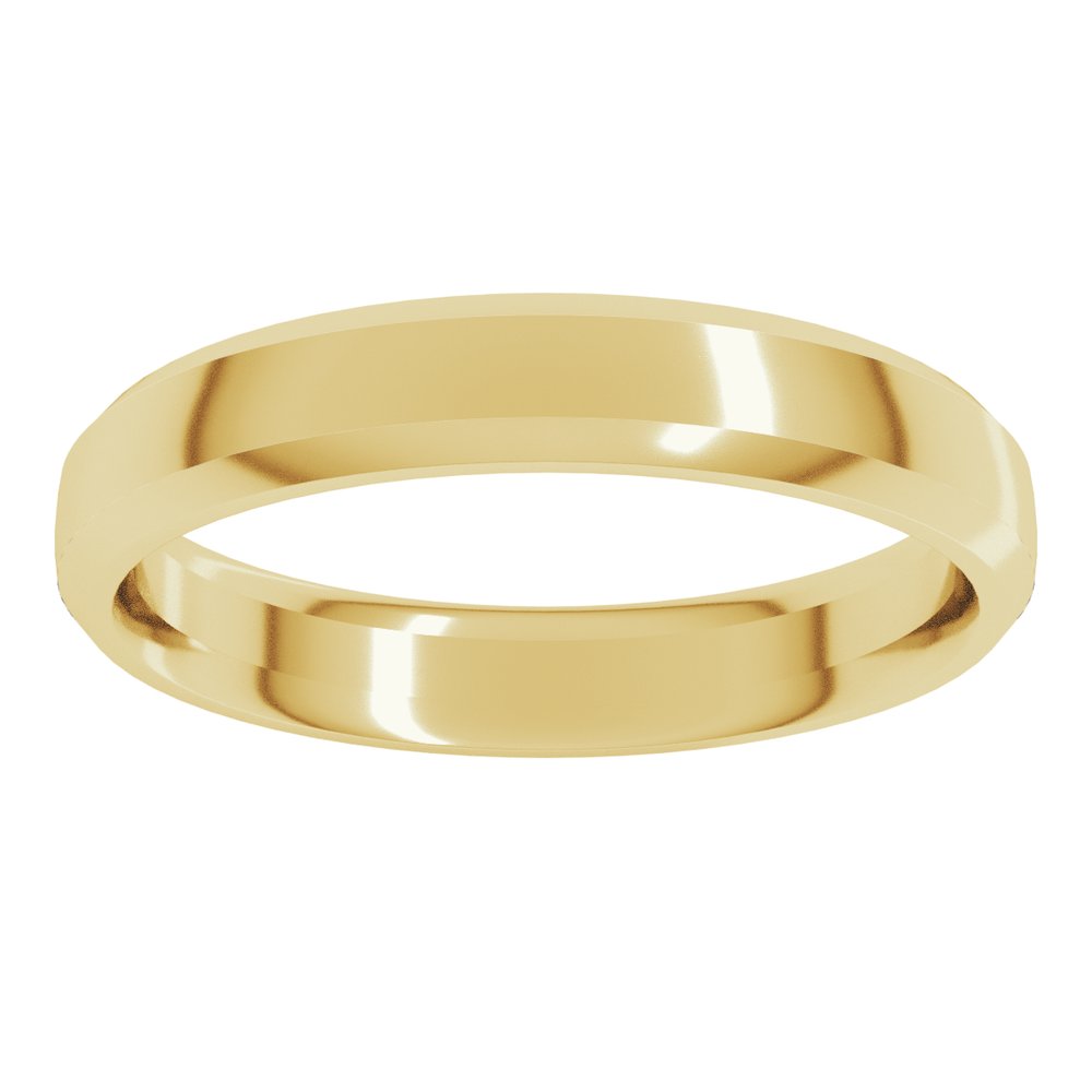 14K Yellow Gold 4 mm Beveled-Edge Comfort-Fit Half Round Band Size 8