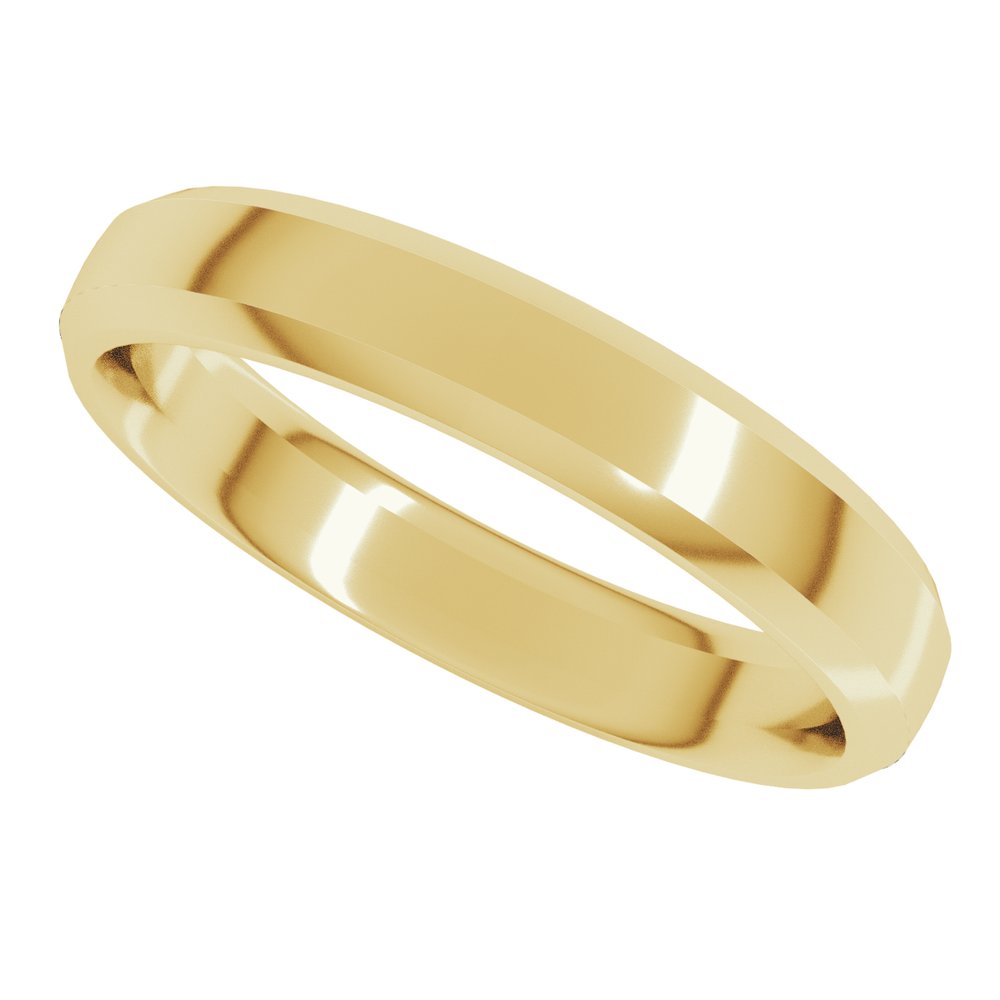 14K Yellow Gold 4 mm Beveled-Edge Comfort-Fit Half Round Band Size 8