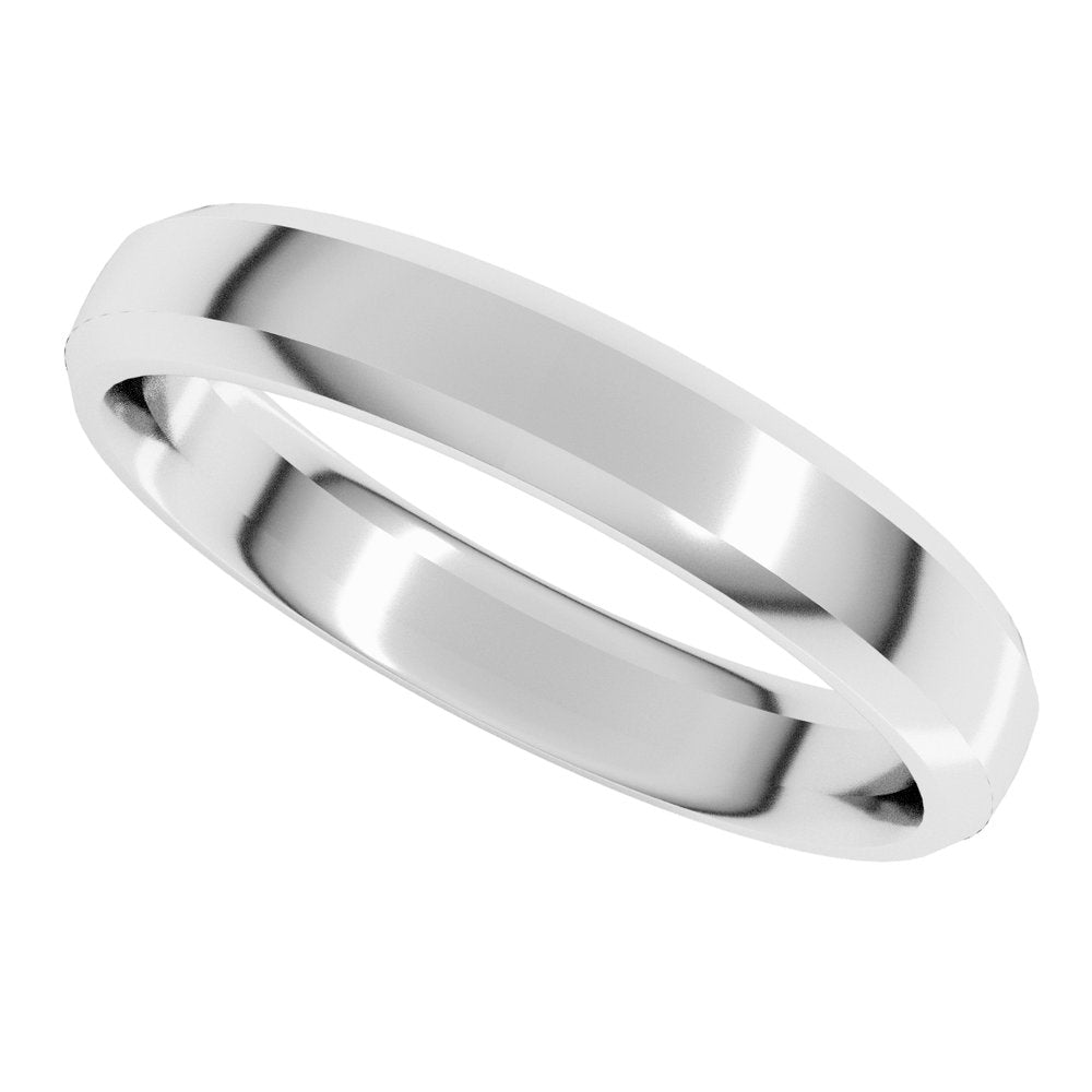 14K White Gold 4 mm Beveled-Edge Comfort-Fit Half Round Band Size 6.5