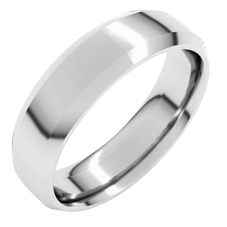 14K White Gold 6 mm Beveled-Edge Comfort-Fit Half Round Band Size 7