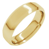 10K Yellow Gold 6 mm Beveled-Edge Comfort-Fit Half Round Band Size 7.5