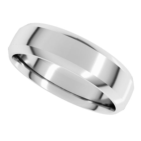 10K White Gold 6 mm Beveled-Edge Comfort-Fit Half Round Band Size 10