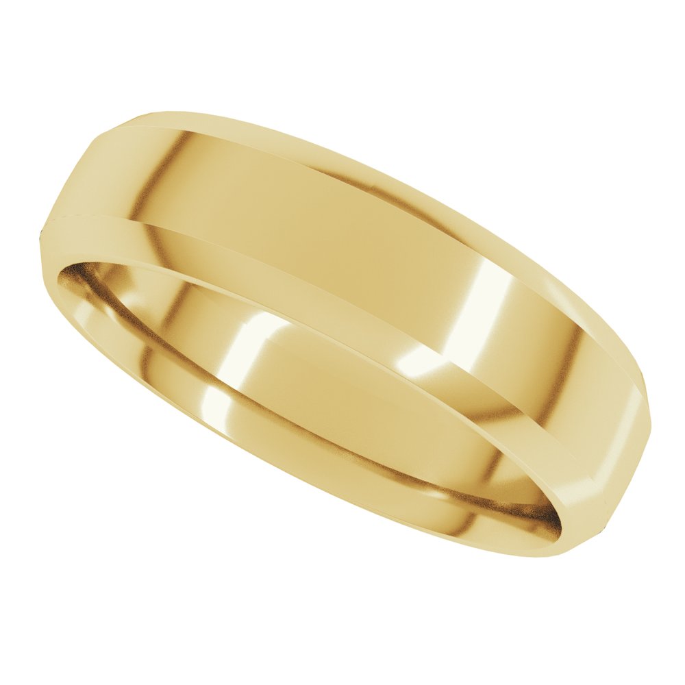 10K Yellow Gold 6 mm Beveled-Edge Comfort-Fit Half Round Band Size 7.5