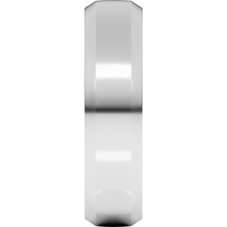 14K X1 White Gold 6 mm Beveled-Edge Comfort-Fit Half Round Band Size 7.5