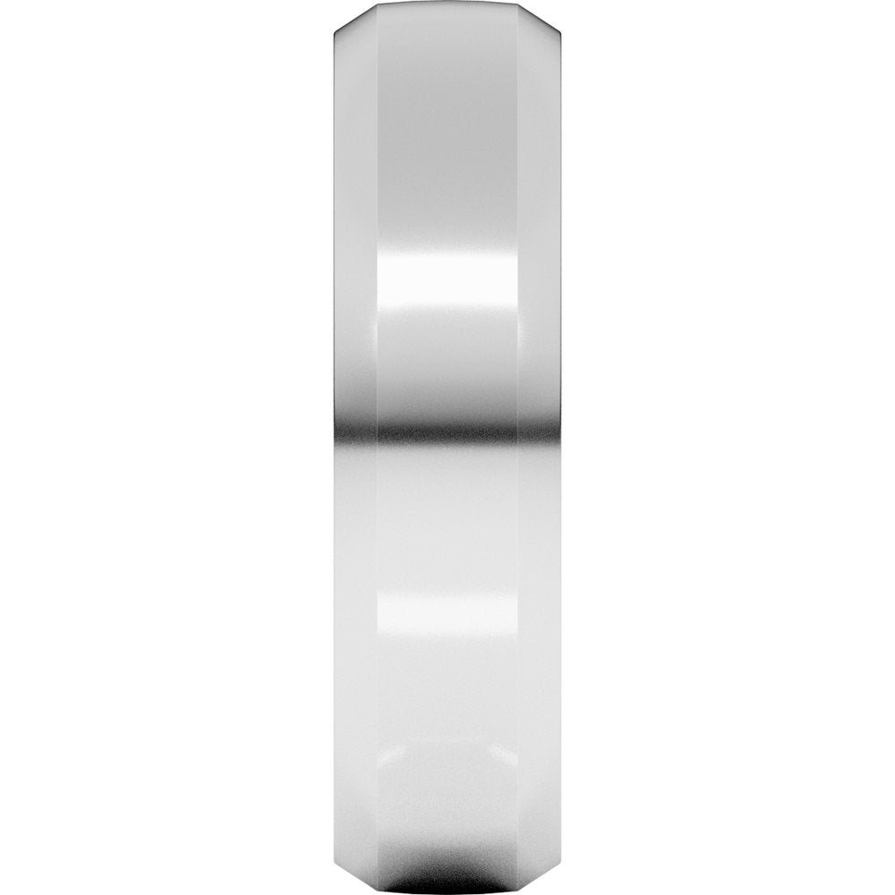 18K White Gold 6 mm Beveled-Edge Comfort-Fit Half Round Band Size 7.5