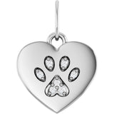 Sterling Silver .02 CTW Natural Diamond Blank Paw Print Heart Pendant