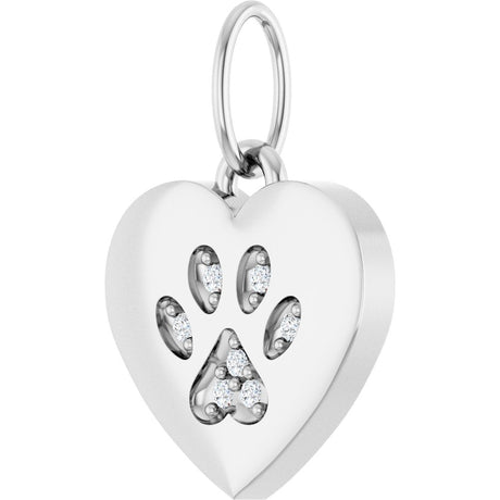 14K White Gold .02 CTW Natural Diamond Blank Paw Print Heart Pendant
