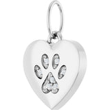 14K White Gold .02 CTW Natural Diamond Dog Mom Paw Print Heart Pendant
