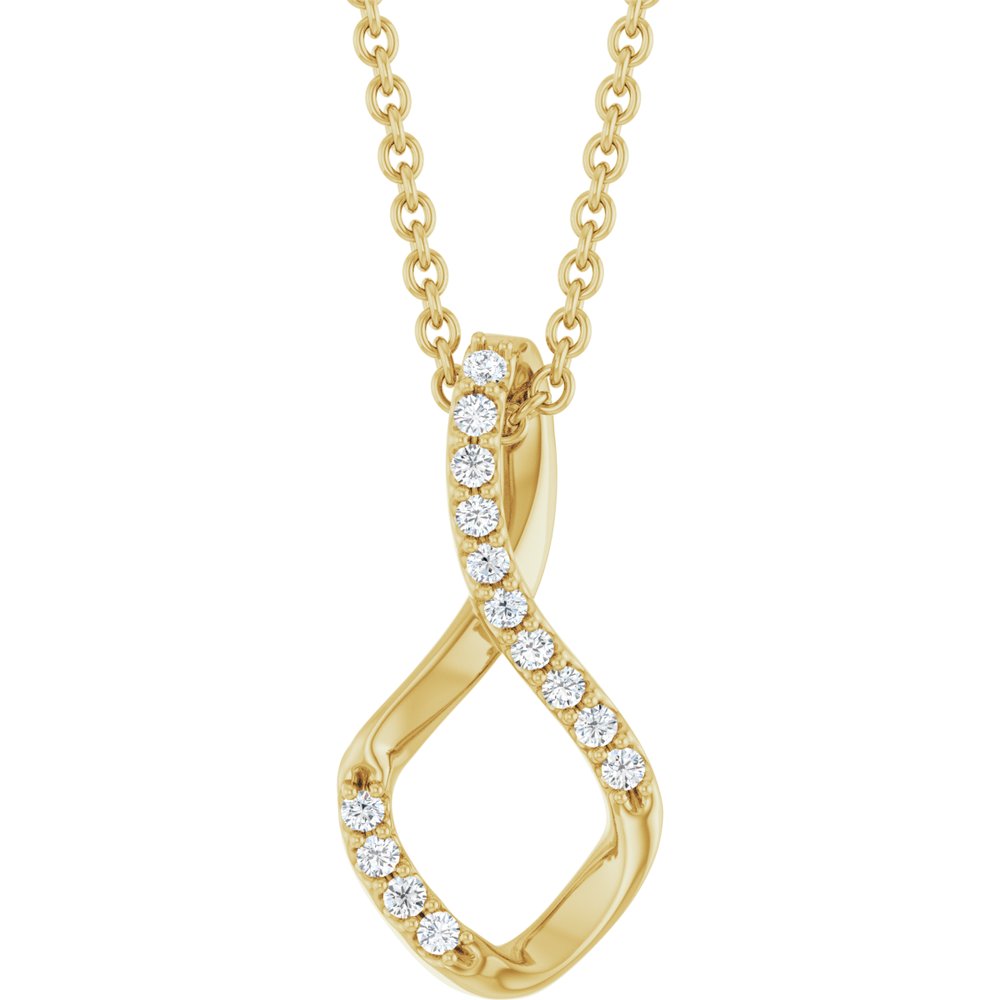14K Yellow Gold 1/5 CTW Natural Diamond Freeform 16-18" Necklace