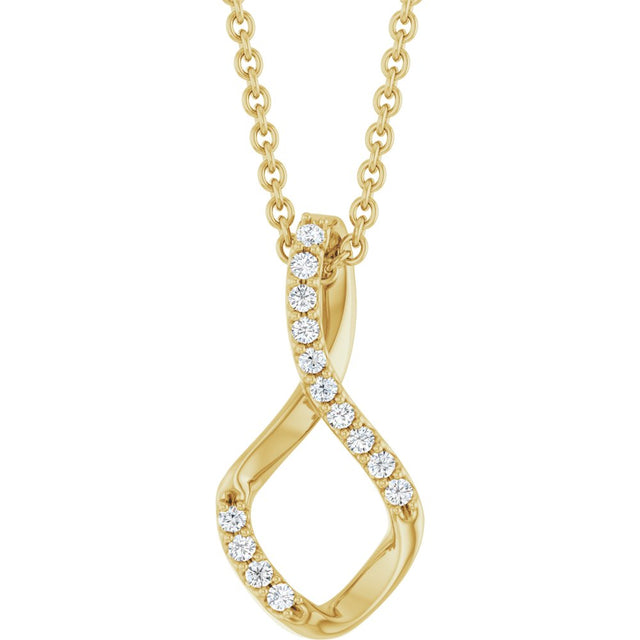 14K Yellow Gold 1/5 CTW Natural Diamond Freeform 16-18" Necklace