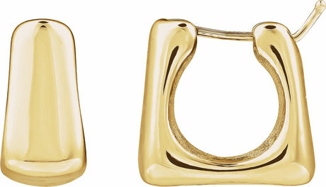 14K Yellow Electroform Square 16.7 mm Hoop Earrings