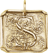 14K Yellow Gold Posh Mommy® Initial S Vintage-Inspired Pendant
