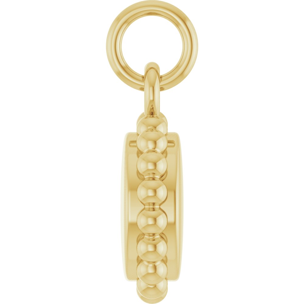14K Yellow Gold Engravable Beaded Charm/Pendant