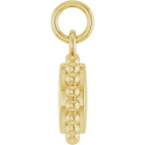14K Yellow Gold Engravable Beaded Charm/Pendant