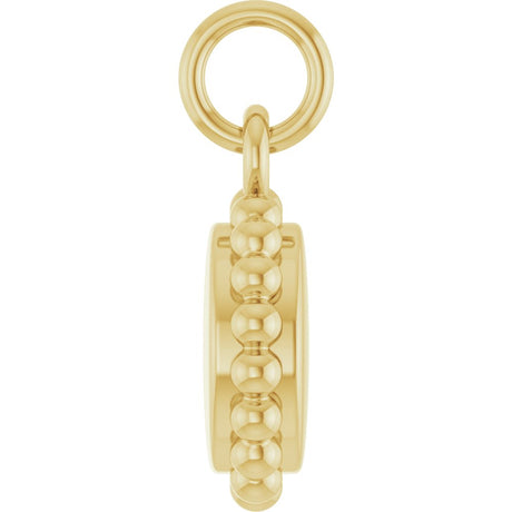 14K Yellow Gold Engravable Beaded Charm/Pendant