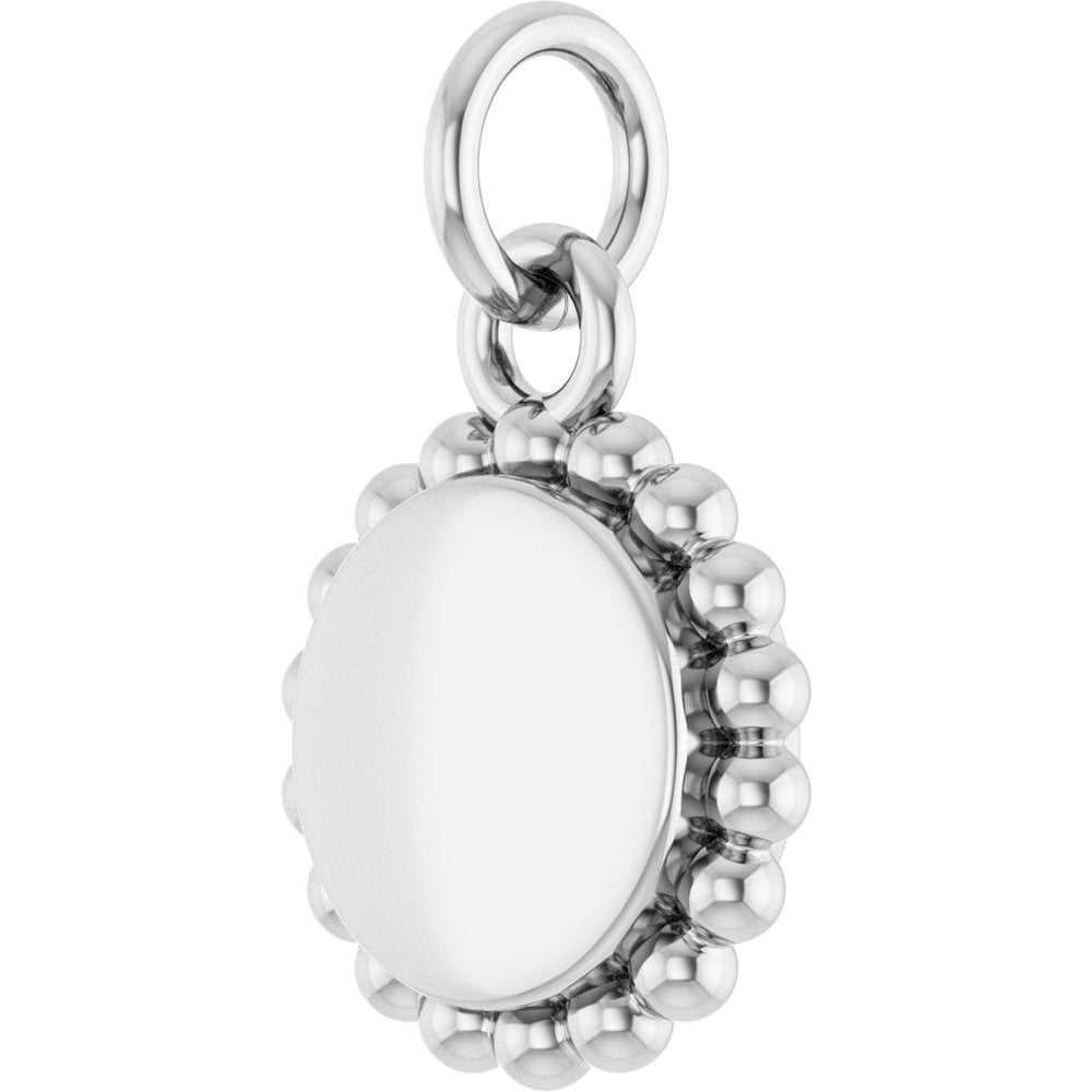 Sterling Silver Engravable Beaded Charm/Pendant