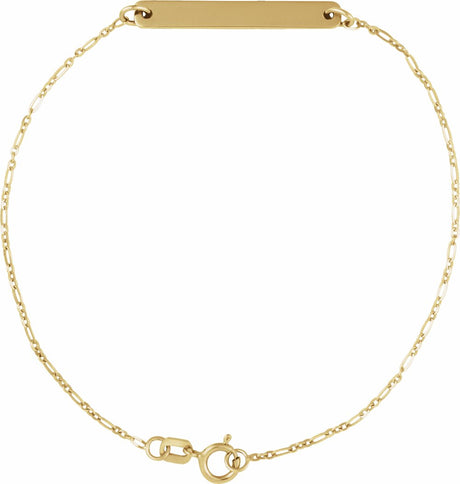 14K Yellow Engravable Bar 7" Bracelet