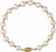 14K Yellow Gold Cultured White Freshwater Pearl 7 1/4" Bracelet