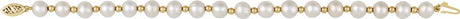 14K Yellow Gold Cultured White Freshwater Pearl 7 1/4" Bracelet