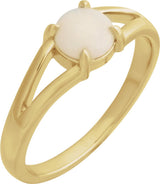 14K Yellow Gold Natural White Opal Cabochon Ring