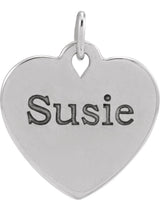14K White Gold Engravable Floral Heart Pendant