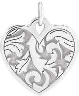 14K White Gold Engravable Floral Heart Pendant