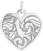 14K White Gold Engravable Floral Heart Pendant