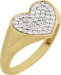 14K Yellow Gold 1/3 CTW Natural Diamond Heart  Signet Ring