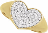 14K Yellow Gold 1/3 CTW Natural Diamond Heart  Signet Ring