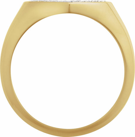 14K Yellow Gold 1/3 CTW Natural Diamond Heart  Signet Ring