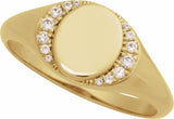 14K Yellow Gold Engravable 1/10 CTW Natural Diamond Signet Ring