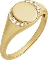 14K Yellow Gold Engravable 1/10 CTW Natural Diamond Signet Ring