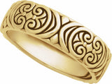 14K Yellow Gold 6.9 mm Sculptural Band Size 10