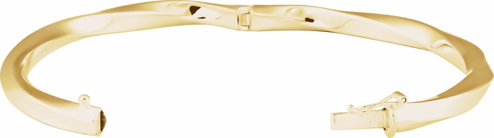 14K Yellow Hinged Twisted 7" Bangle Bracelet