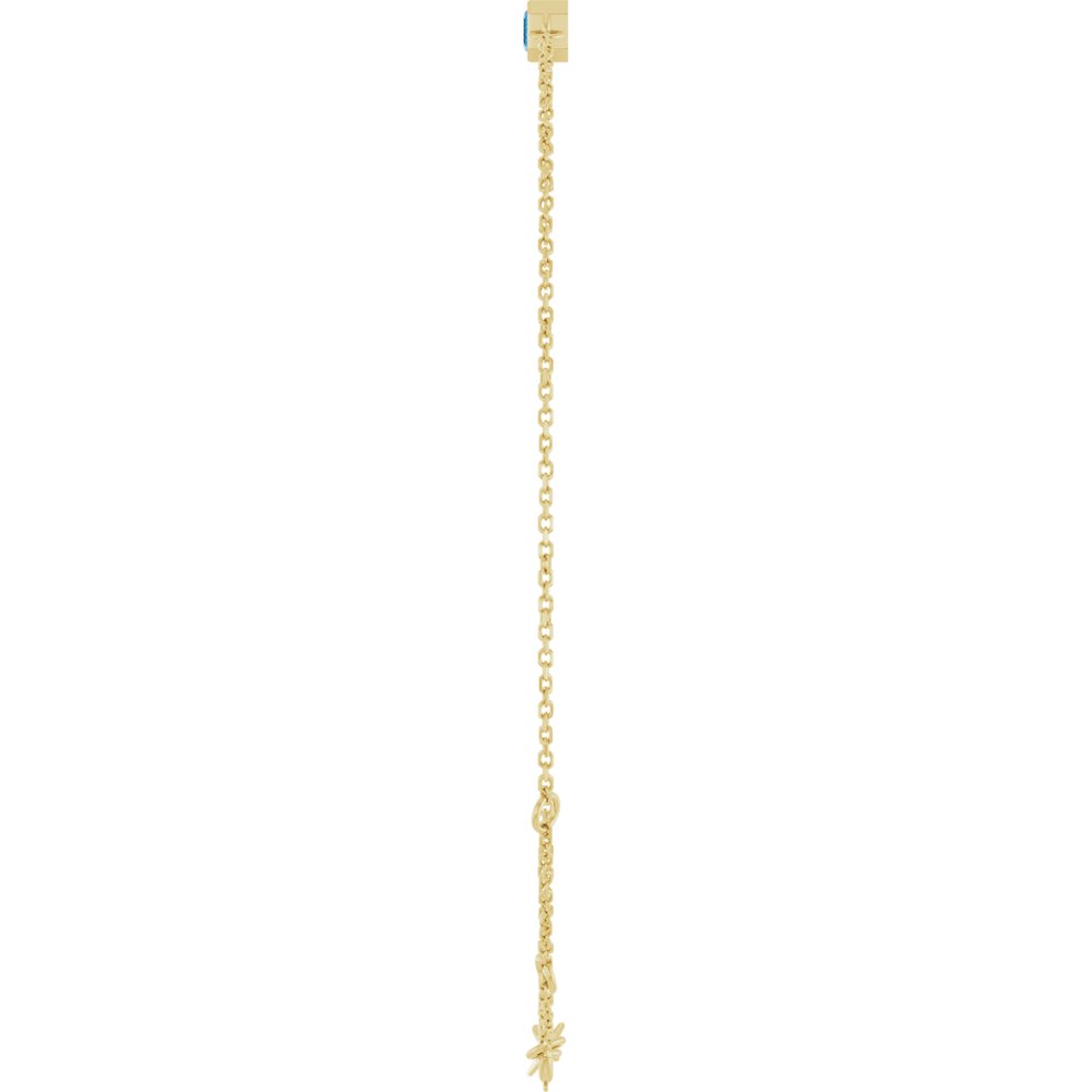 14K Yellow Gold Natural Blue Zircon 6 1/2-7 1/2" Bracelet