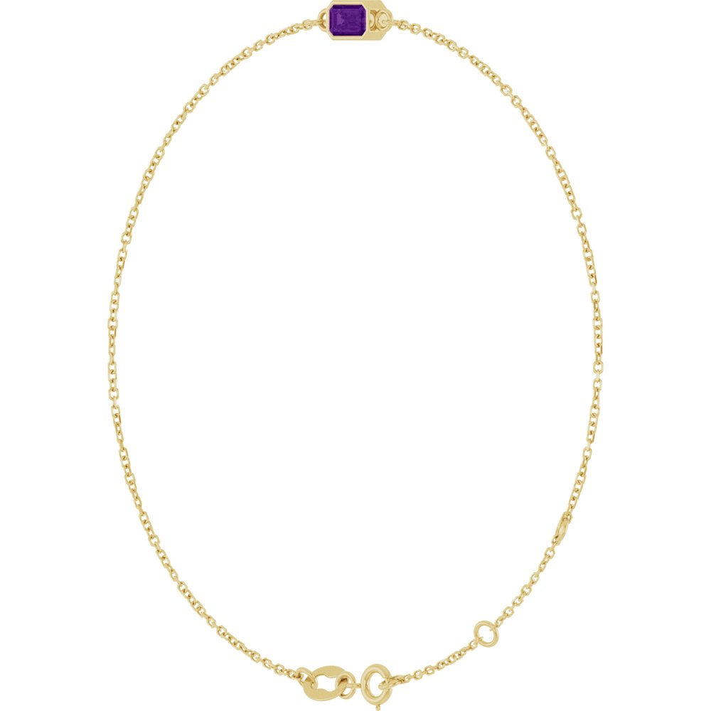 14K Yellow Gold Natural Amethyst 6 1/2-7 1/2" Bracelet
