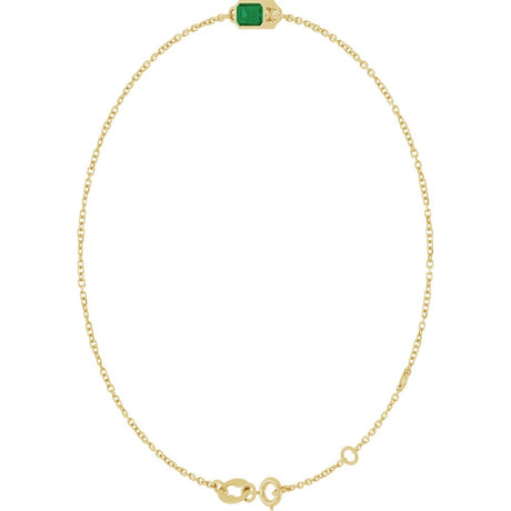 14K Yellow Gold Lab-Grown Emerald 6 1/2-7 1/2" Bracelet