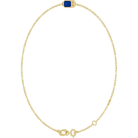 14K Yellow Gold Lab-Grown Blue Sapphire 6 1/2-7 1/2" Bracelet