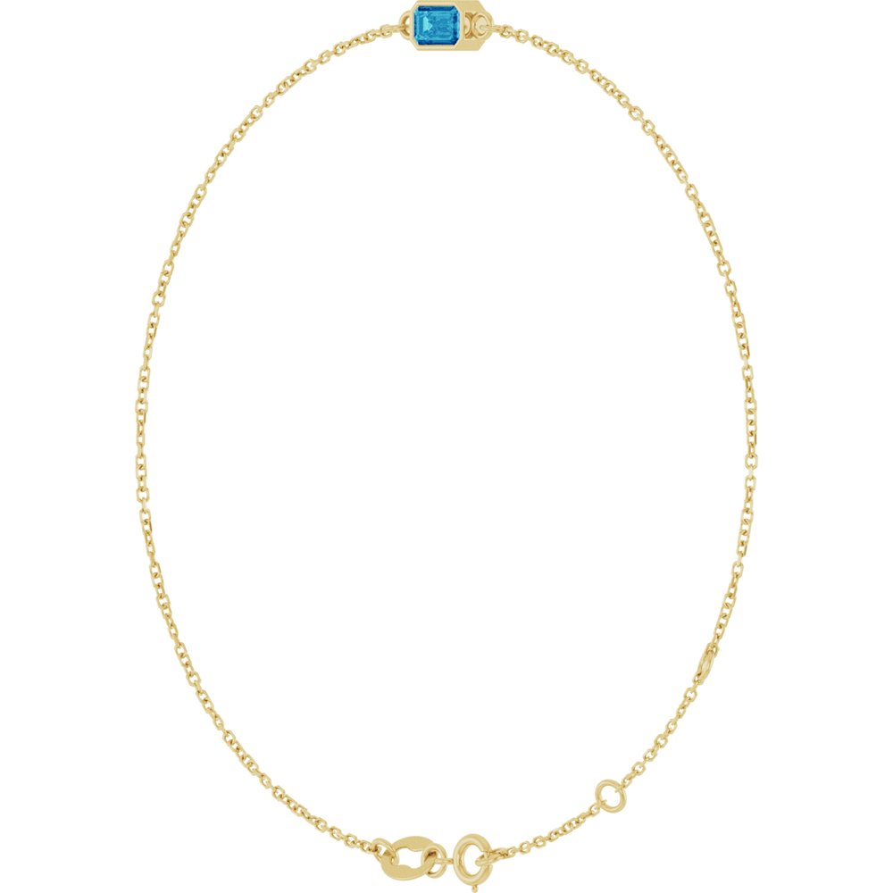 14K Yellow Gold Natural Blue Zircon 6 1/2-7 1/2" Bracelet