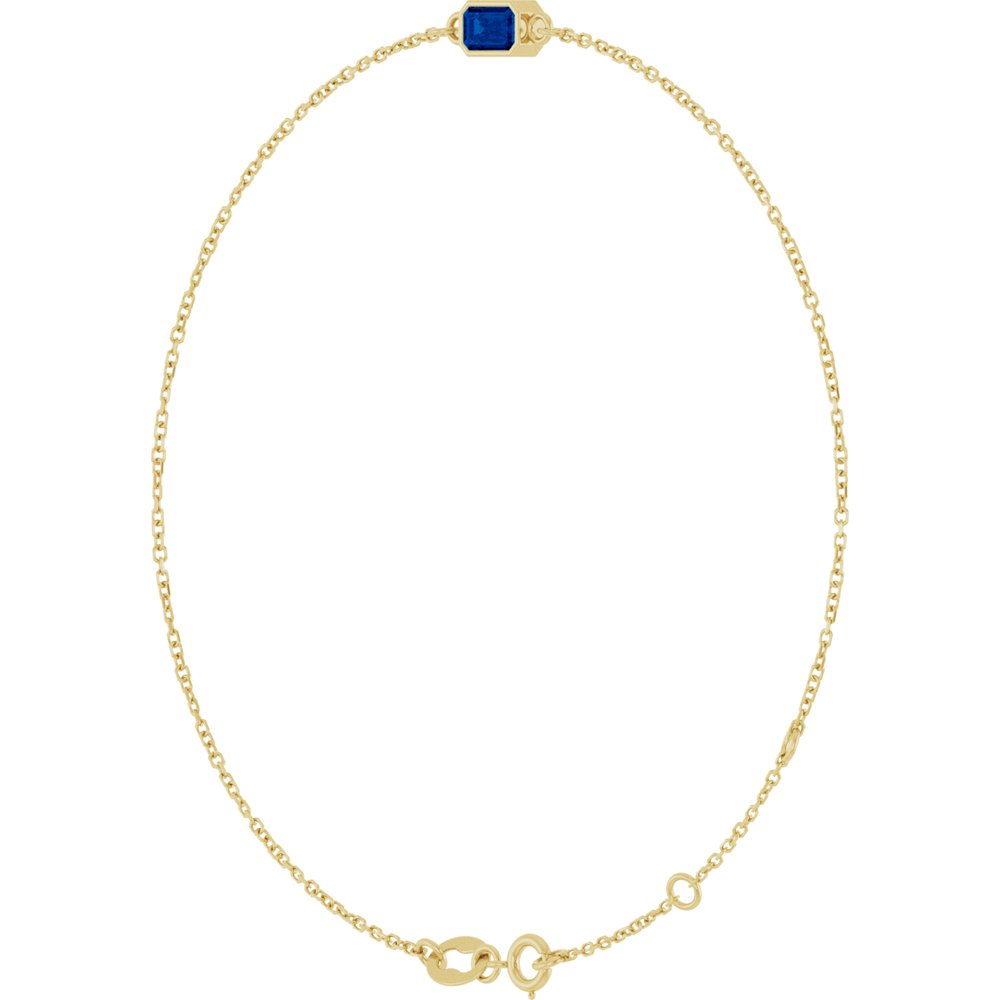 14K Yellow Gold Lab-Grown Blue Sapphire 6 1/2-7 1/2" Bracelet