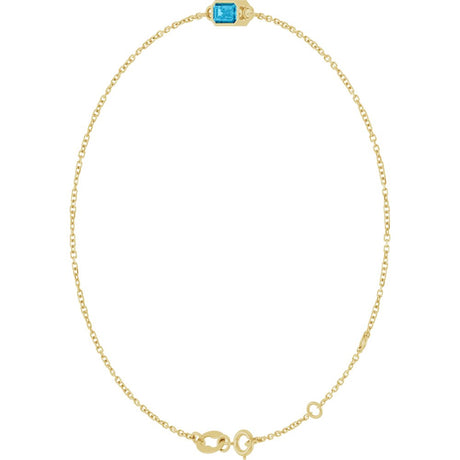 14K Yellow Gold Natural Aquamarine 6 1/2-7 1/2" Bracelet