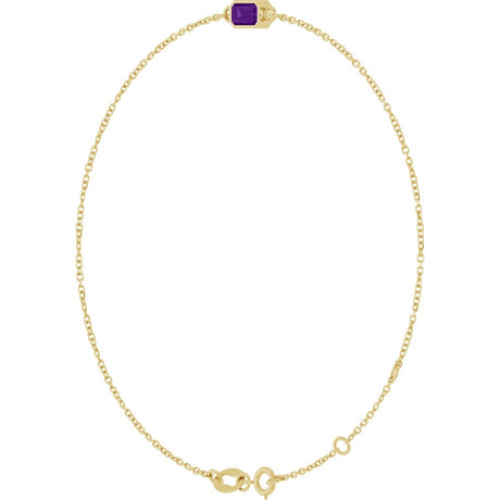 14K Yellow Gold Natural Amethyst 6 1/2-7 1/2" Bracelet