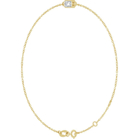 14K Yellow Gold Natural White Sapphire 6 1/2-7 1/2" Bracelet