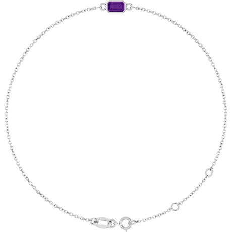 14K White Gold Natural Amethyst 6 1/2-7 1/2" Bracelet