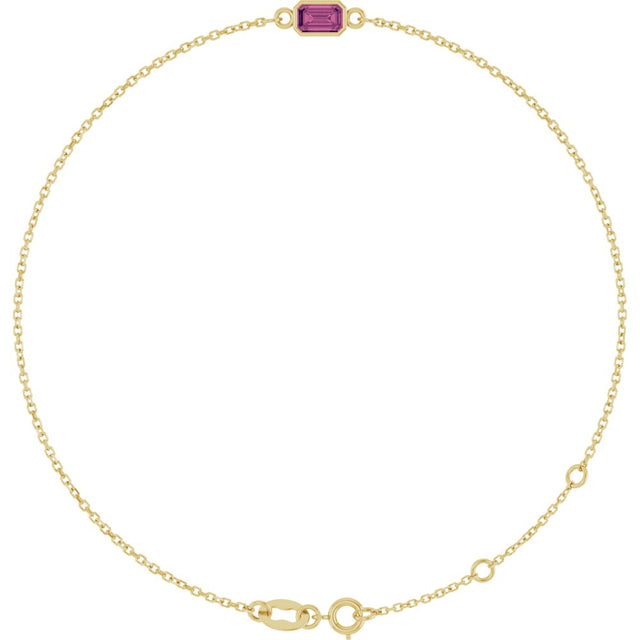14K Yellow Gold Natural Pink Tourmaline 6 1/2-7 1/2" Bracelet